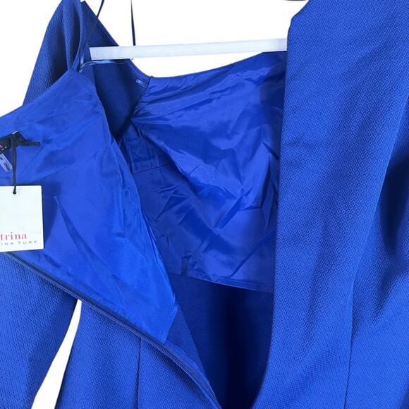 Trina Turk | NWT Gigi Open Shoulder Choker Cocktail Dress Y2K Gossip Girl Blue 8 - Picture 10 of 11